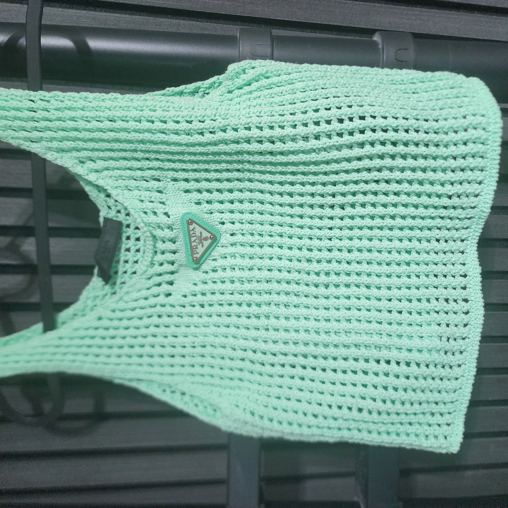 Prada Mint Green Crochet Tote Bag